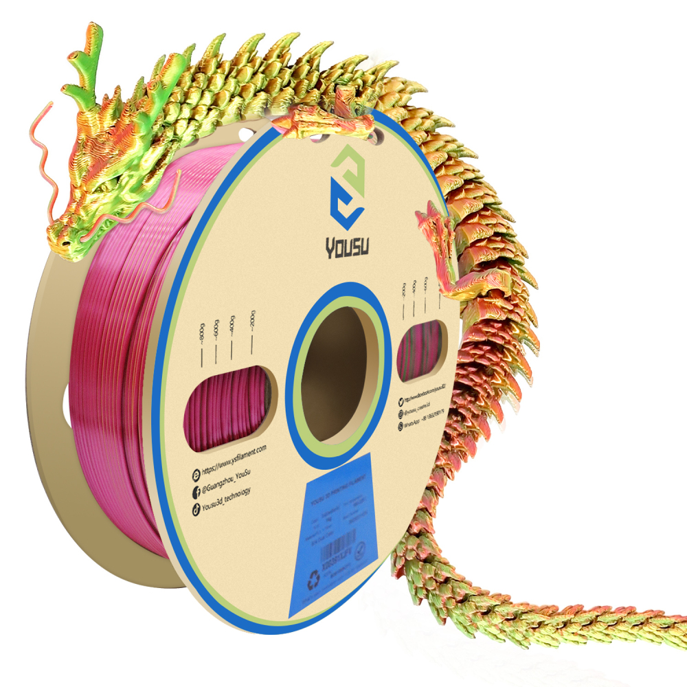 ChinaCraft Pearlescent Tricolor Silk PLA 3D Printing Filament Multicolor PLA Coextrusion - Iridescent Pearl Gradient | 1.75mm 2.85mm ±0.03mm Tolerance 1.35kg Spool | Made in China