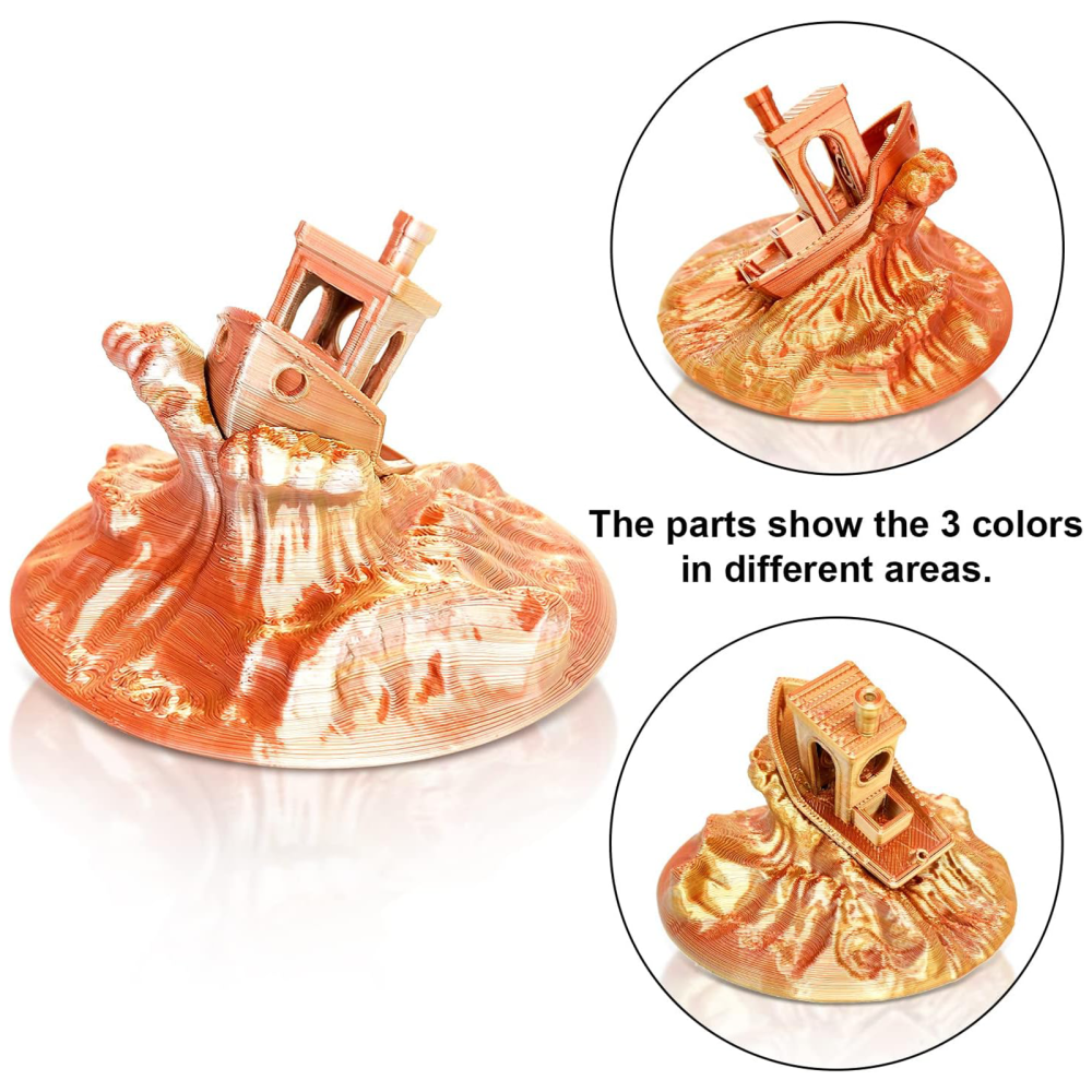 ChinaCraft Pearlescent Tricolor Silk PLA 3D Printing Filament Multicolor PLA Coextrusion - Iridescent Pearl Gradient | 1.75mm 2.85mm ±0.03mm Tolerance 1.35kg Spool | Made in China