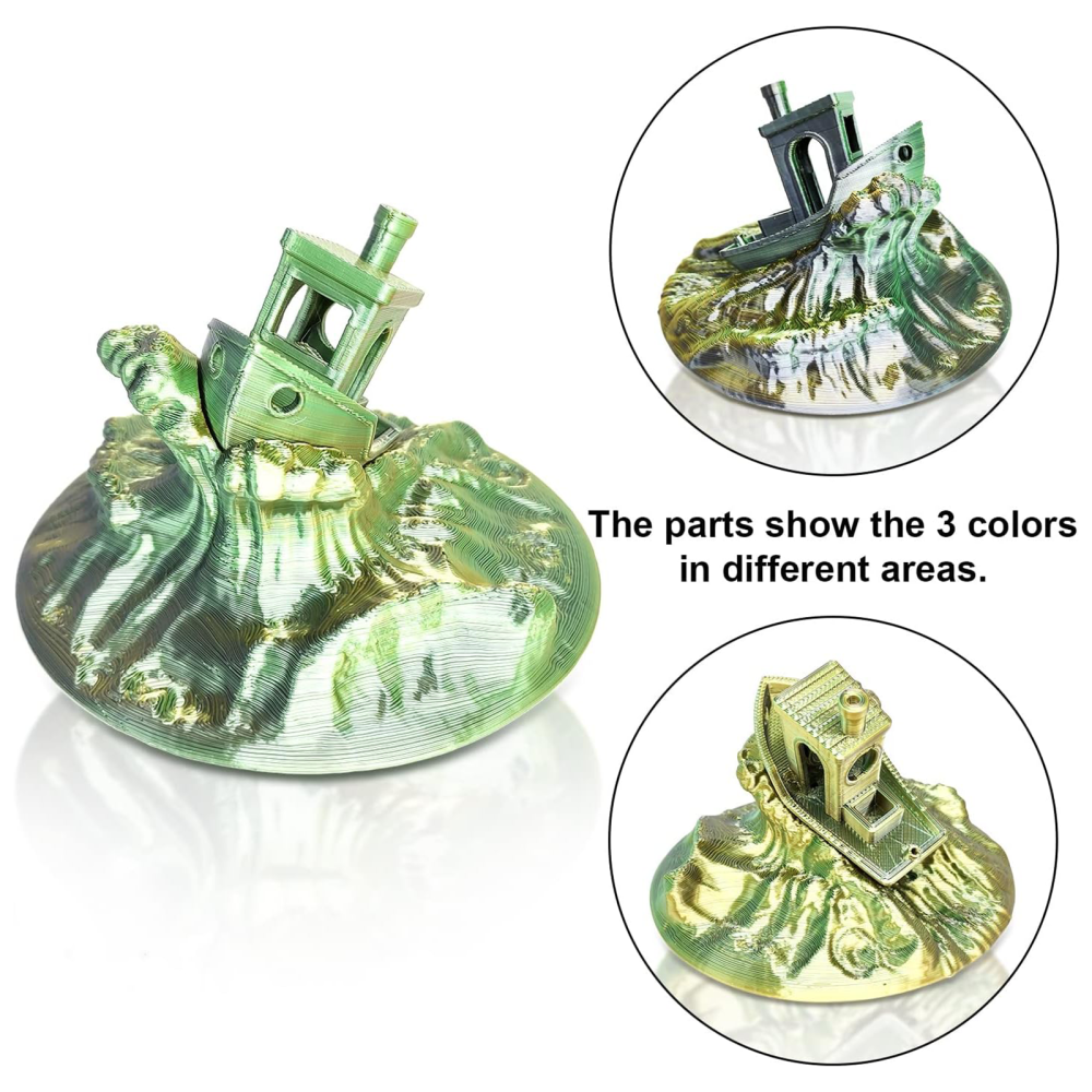 ChinaCraft Pearlescent Tricolor Silk PLA 3D Printing Filament Multicolor PLA Coextrusion - Iridescent Pearl Gradient | 1.75mm 2.85mm ±0.03mm Tolerance 1.35kg Spool | Made in China