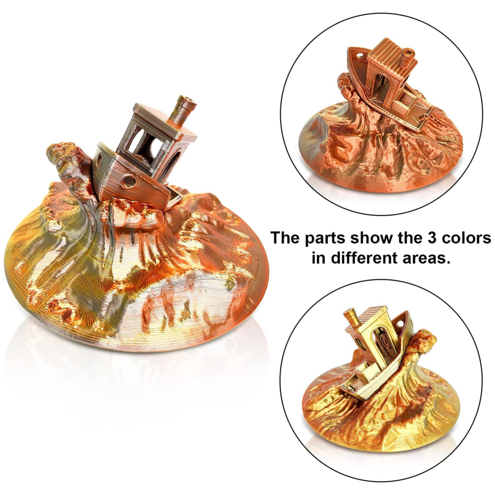 YOUSU Triple color PLA 3D Filament with gorgeous surface, Tangle free, Pearlescent 1.75mm, 2.85mm 1kg