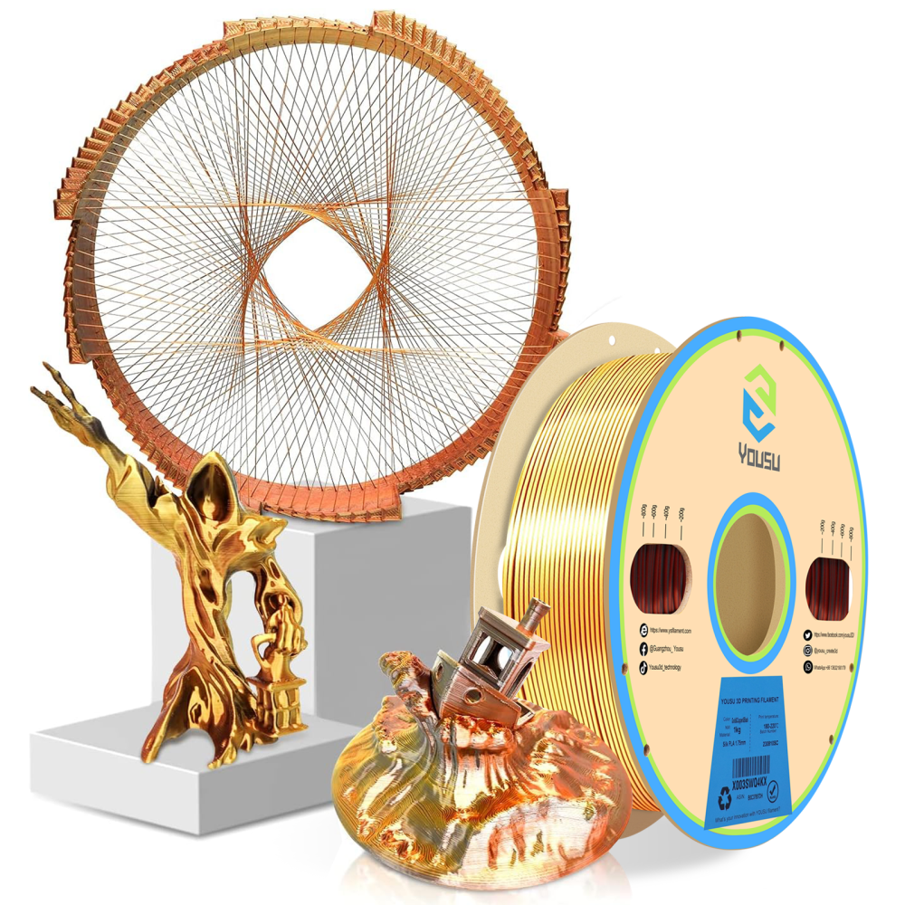 ChinaCraft Pearlescent Tricolor Silk PLA 3D Printing Filament Multicolor PLA Coextrusion - Iridescent Pearl Gradient | 1.75mm 2.85mm ±0.03mm Tolerance 1.35kg Spool | Made in China