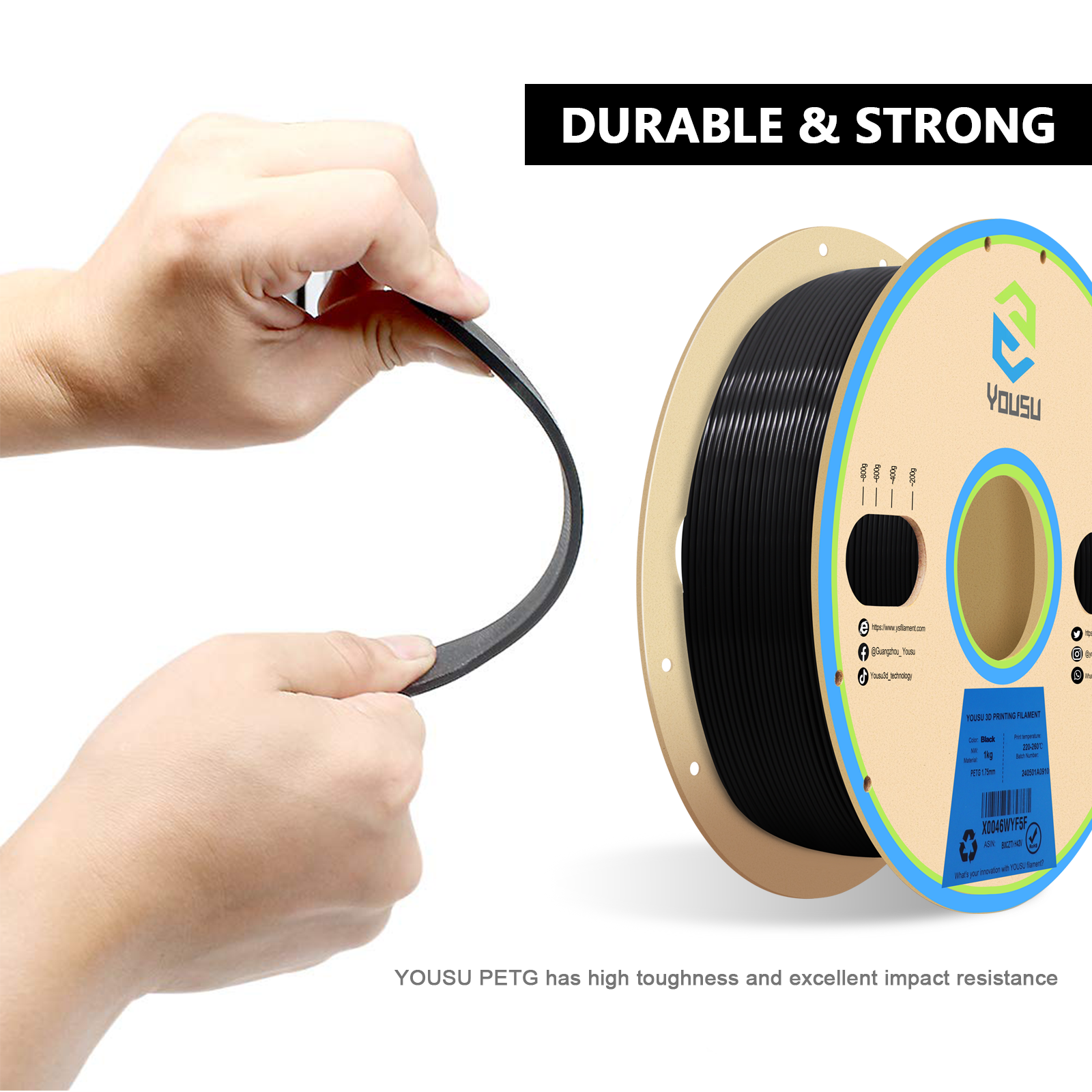 UK Shipping free PETG 3D Filament black filament easy to ptint
