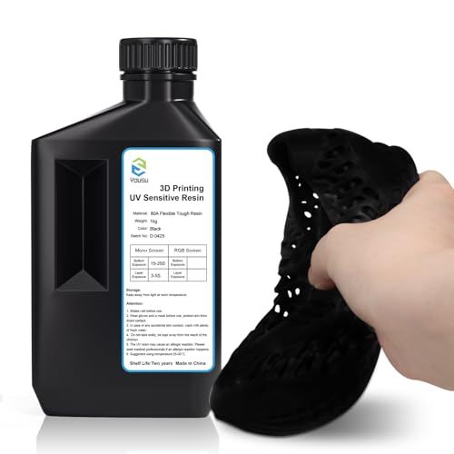 YOUSU 80A flexibble resin 405nm DLP& LCD 3D Printer Rapid Resin UV Curing Resin TPU-Like Rapid Resin Flexible Resin High Impact Resistant Resin