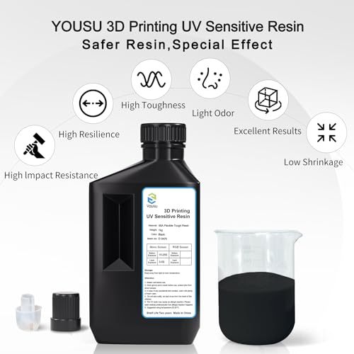 YOUSU 80A flexibble resin 405nm DLP& LCD 3D Printer Rapid Resin UV Curing Resin TPU-Like Rapid Resin Flexible Resin High Impact Resistant Resin
