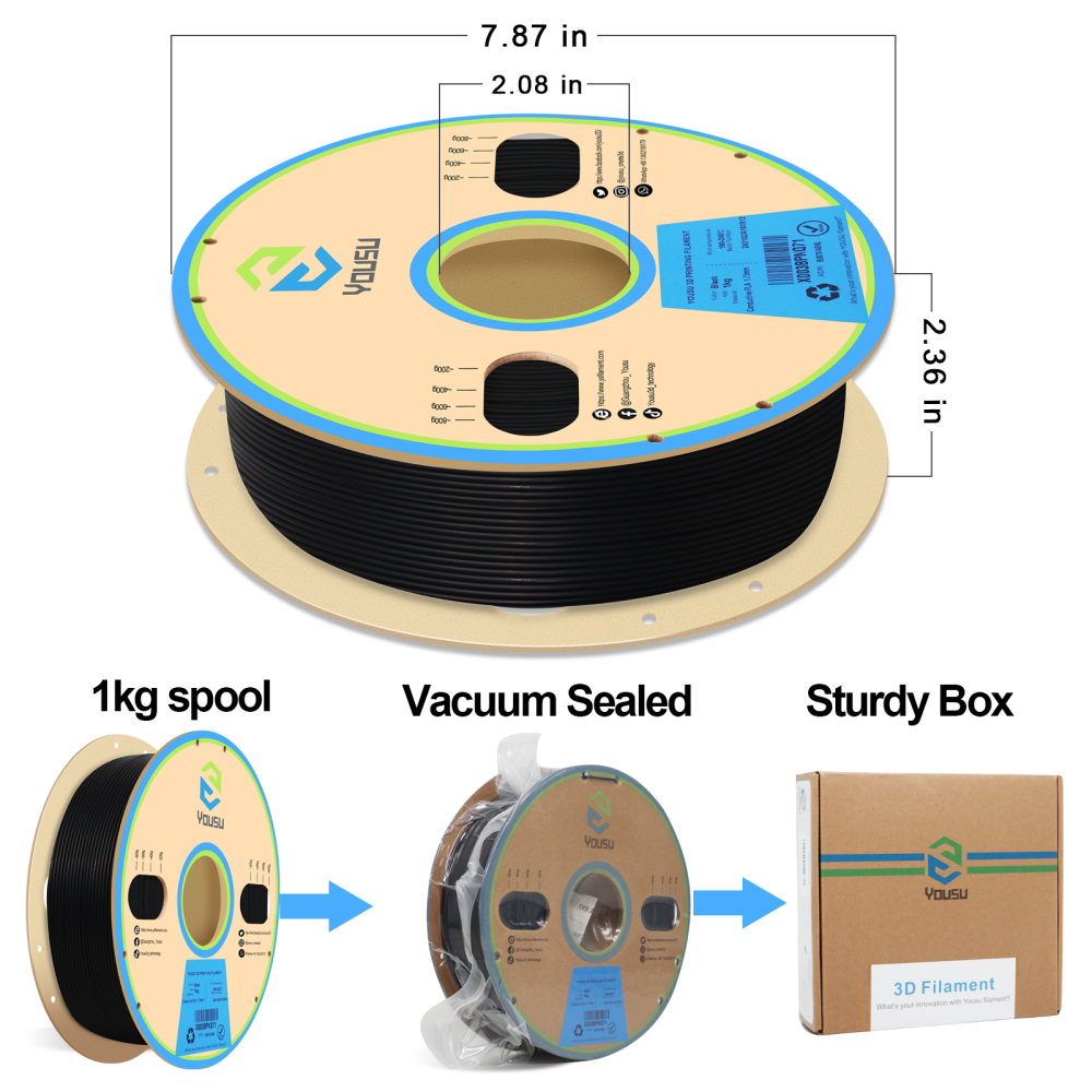 YOUSU Conductive PLA  3D printer filament, with multi-color 1.75mm 2.85mm 1kg