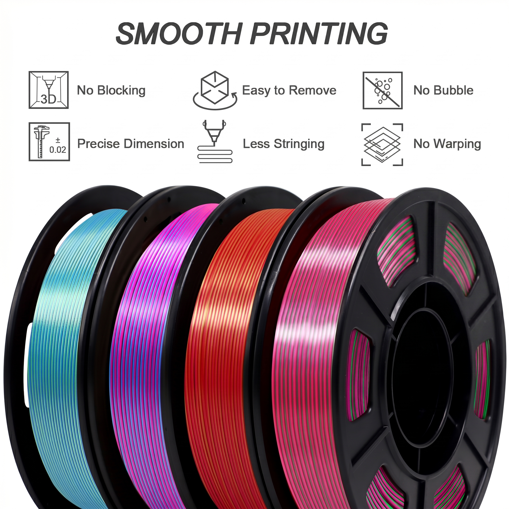YOUSU Dual Color PLA 3D printer filament, with multi-color 1.75mm 2.85mm 1kg