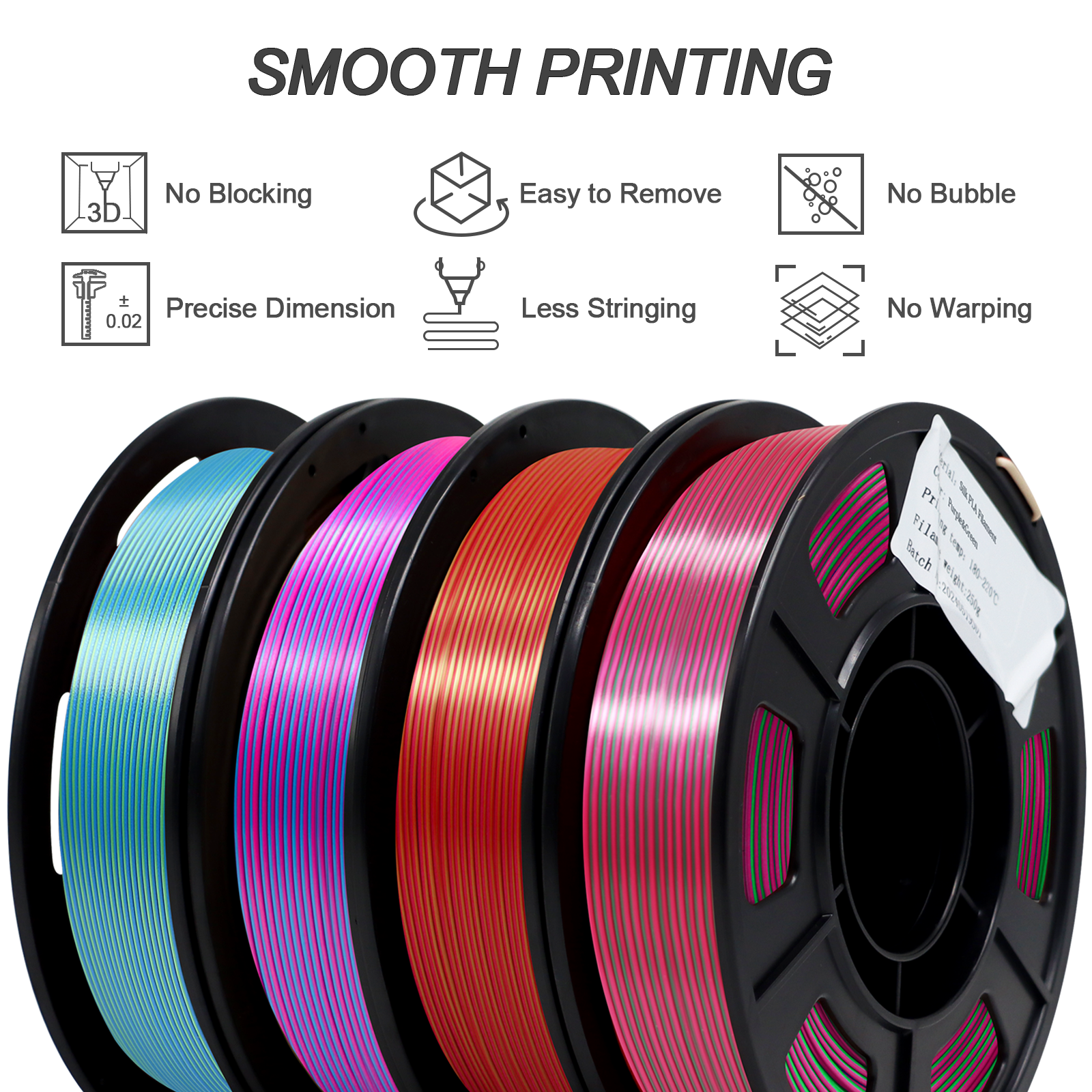 YOUSU Dual Color PLA 3D printer filament, with multi-color 1.75mm 2.85mm 1kg