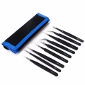 9 in 1 ESD Stainless Steel Tweezers Set Precision