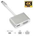 2in1 USB Type C to 4K HDMI VGA, USB 3.1 Type C USB-C to VGA HDMI Video Converters Adapter
