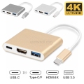 Type C USB 3.1 to USB-C 4K HDMI USB 3.0 Adapter Cable 3 in 1 Hub For Macbook Pro