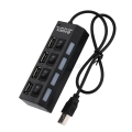 4 Port USB 2.0 Hub On/Off Switches DC Power Adapter Cable