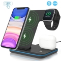Wireless Charger Stand 3 in 1 Qi 15W Fast Charging Dock Station