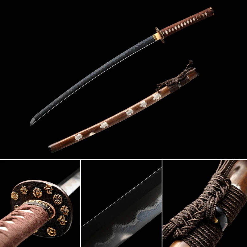 Handmade Spring-shadow katana ,Uchigatana,Fighting,Japanese samurai sword,Real katana,Hundred Steelmaking Pattern Steel