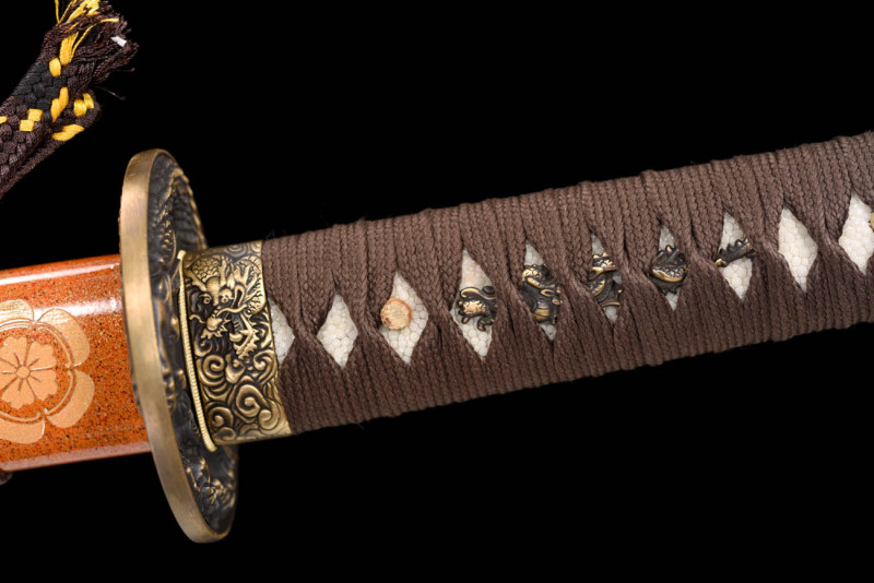 Handmade Grey Dragon Katana,Japanese samurai sword,Real katana,Folding pattern steel