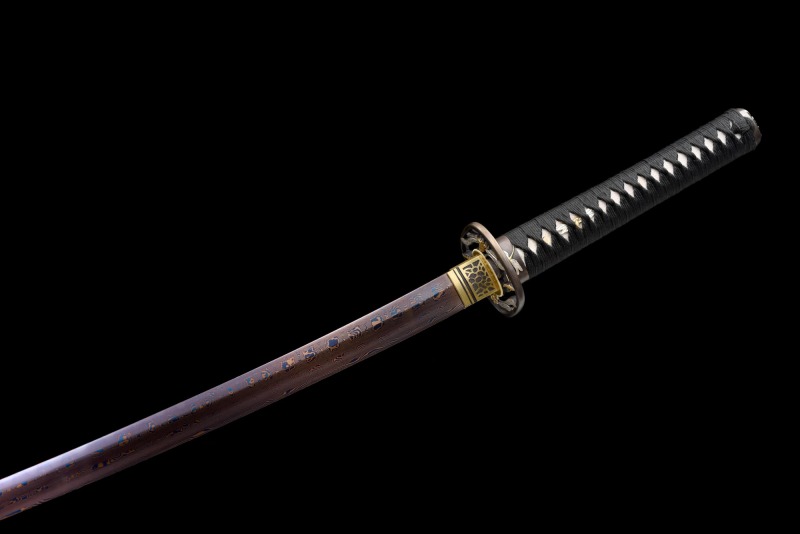 Handmade Waning Moon Katana,Japanese samurai sword,Real katana,Refined pattern steel