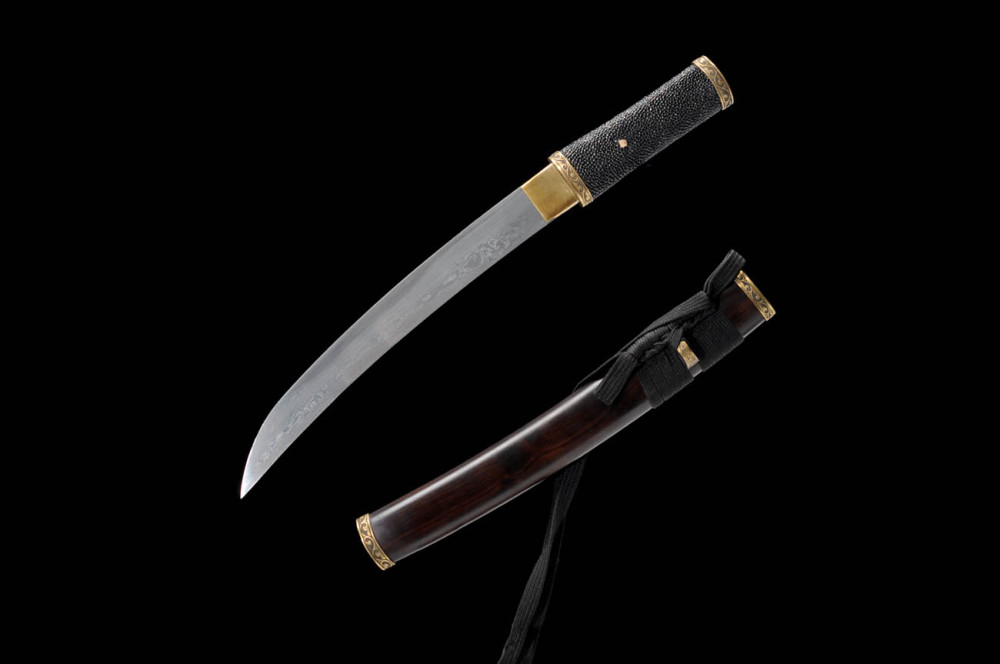 Handmade fish skin tanto,Japanese samurai sword,Real Tanto,Short katana,High-performance pattern steel