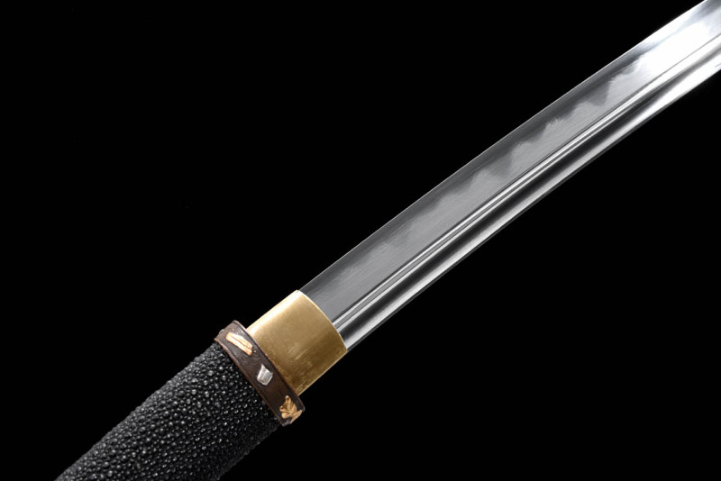 Handmade fine fish skin wakizashi,Japanese samurai sword,Real Wakizashi,High-performance pattern steel,earth burning blade