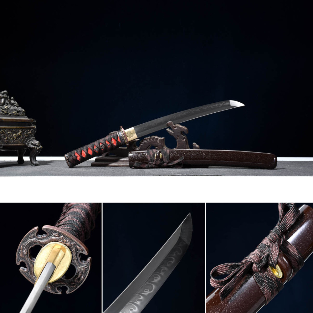 Handmade Evil Wolf Tanto,Japanese samurai sword,Real Red Tanto,Short katana,High performance T10 steel