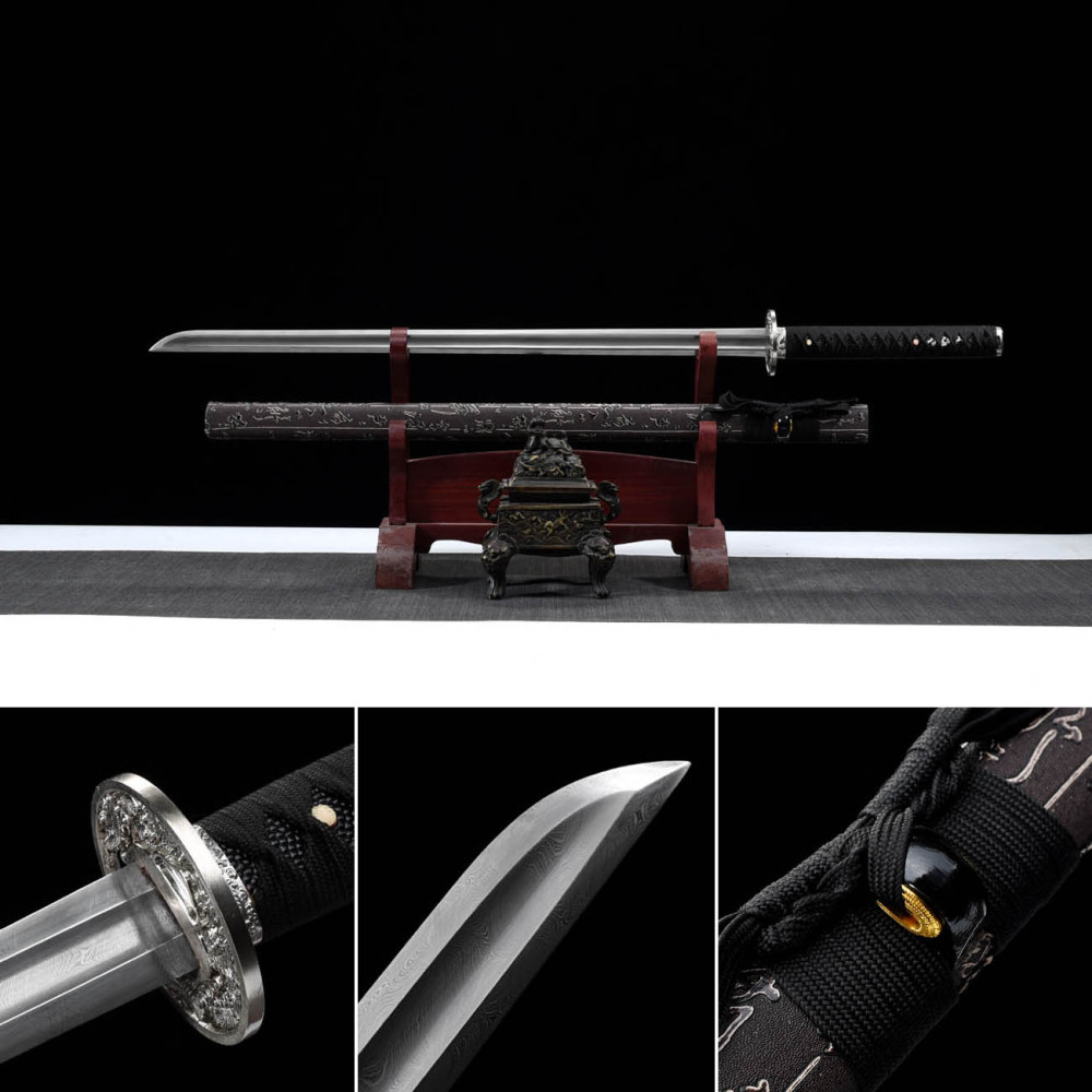 Handmade Blood Trough Ninjato,Japanese samurai sword,Real Ninjato,High-performance torsion pattern steel
