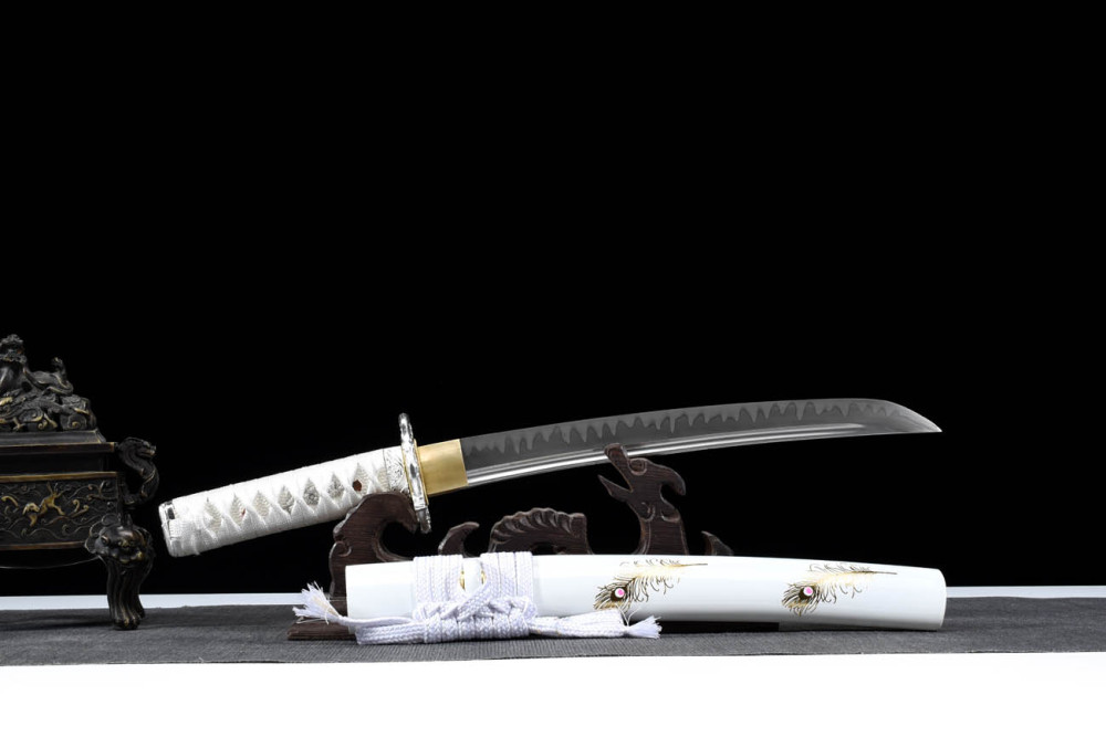 Handmade Fairy Feather Tanto,Japanese samurai sword,Real Tanto,Short katana,High performance T10 steel,Burning blade