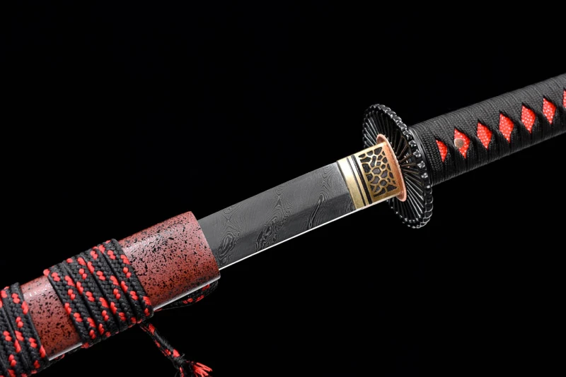 Handmade Bloodthirsty Katana,Japanese samurai sword,Real Katana,High-performance torsion pattern steel