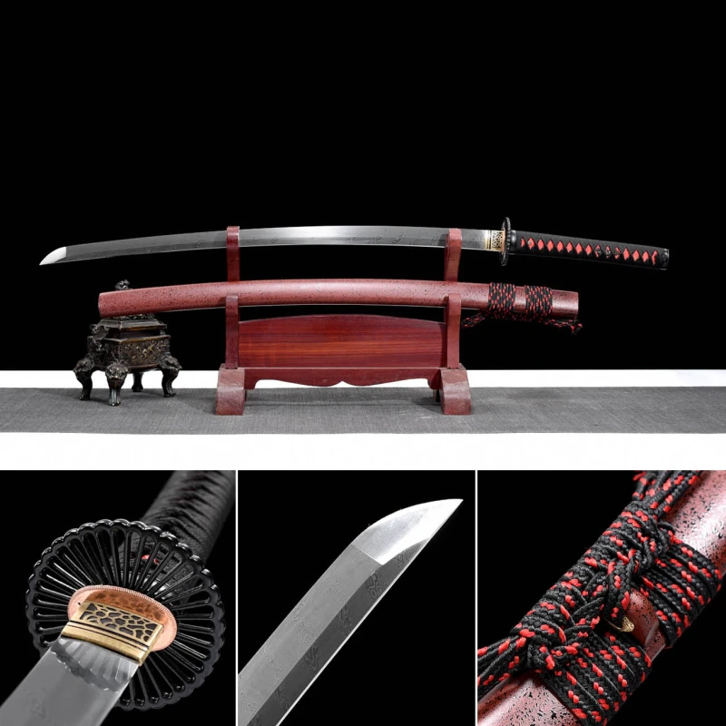 Handmade Bloodthirsty Katana,Japanese samurai sword,Real Katana,High-performance torsion pattern steel