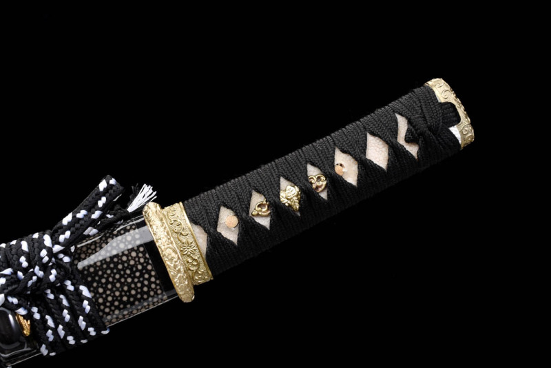 Handmade Fine Fish Skin Tanto,Japanese samurai sword,Real Tanto,Short samurai sword,High performance T10 steel,Burning blade