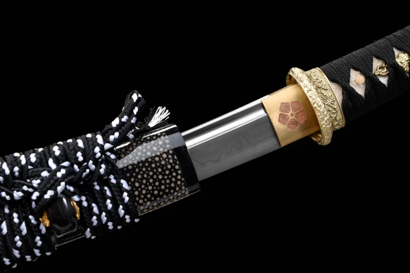 Handmade Fine Fish Skin Tanto,Japanese samurai sword,Real Tanto,Short samurai sword,High performance T10 steel,Burning blade