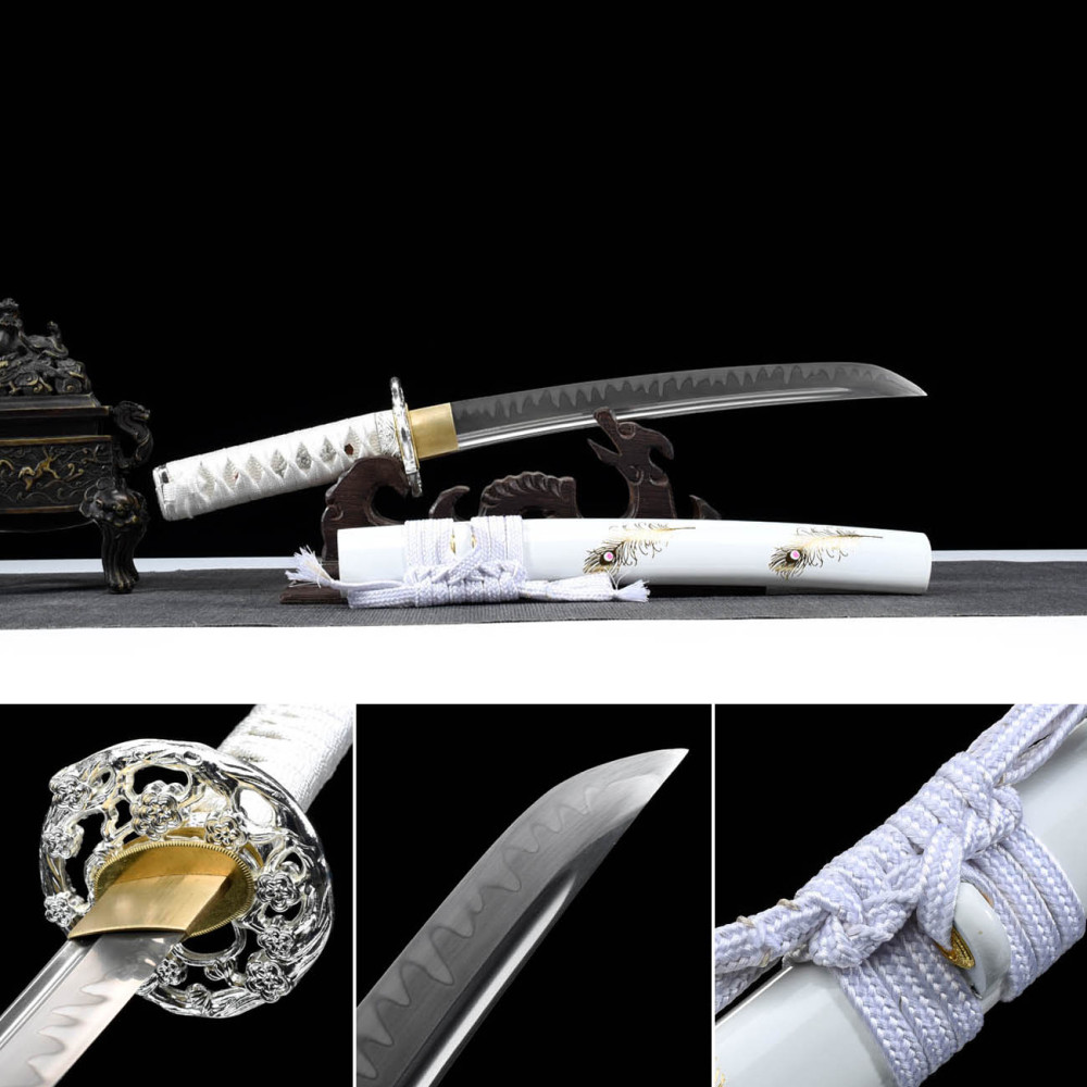 Handmade Fairy Feather Tanto,Japanese samurai sword,Real Tanto,Short katana,High performance T10 steel,Burning blade