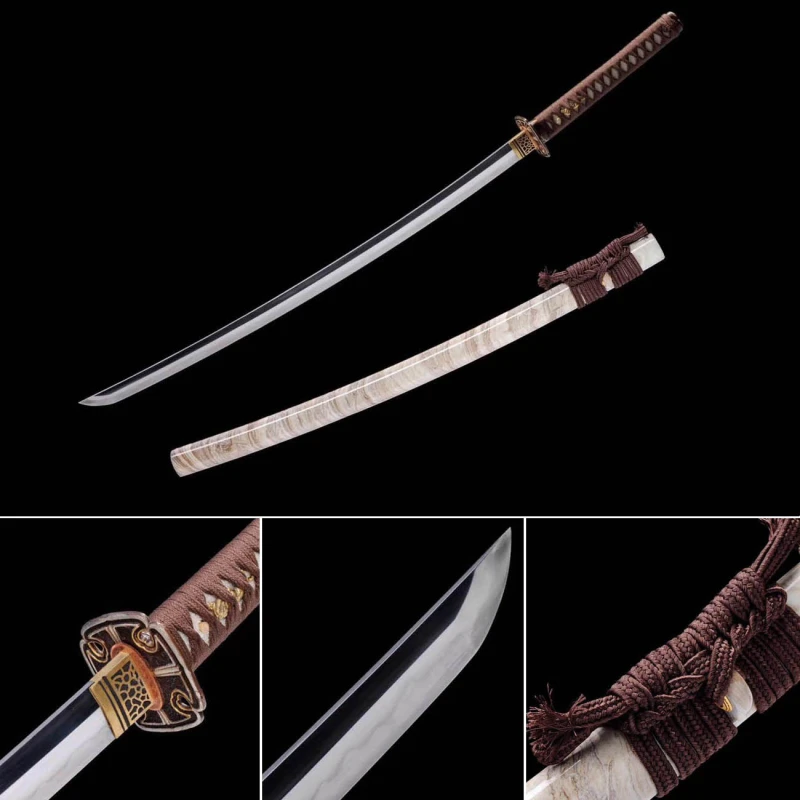Handmade Pu Lao Katana,Japanese samurai sword,Real Katana,High-performance pattern steel,Burning blade