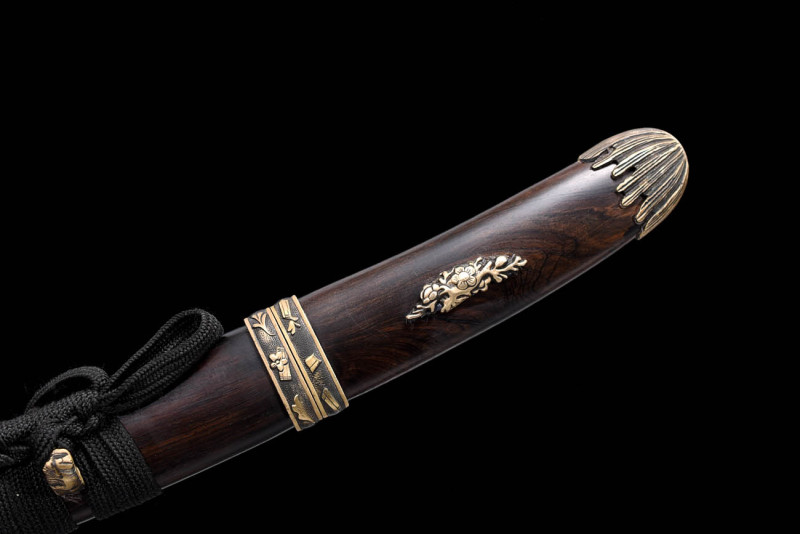 Handmade Ebony Tanto,Japanese samurai sword,Real Tanto,Short katana,High-performance torsion pattern steel