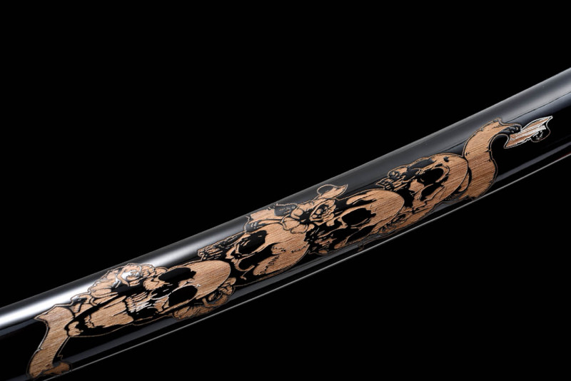 Handmade Ghost Flame Katana,Japanese samurai sword,Real Katana,Hundred Steelmaking Pattern Steel