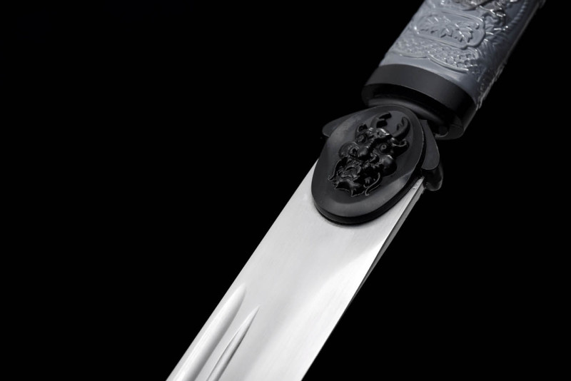 Handmade Dragon Head Tang Horizontal Sword,Black Dragon Slash,Real Tang Sword,Chinese sword,High-performance manganese steel