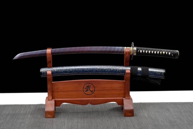 Handmade Scarlet Moon Wakizashi,Japanese samurai sword,Real Wakizashi,Hundred Steelmaking Pattern Steel