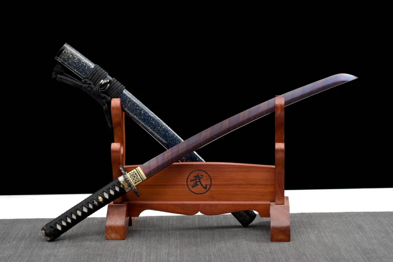 Handmade Scarlet Moon Wakizashi,Japanese samurai sword,Real Wakizashi,Hundred Steelmaking Pattern Steel