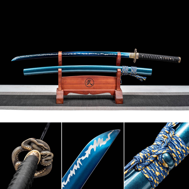 Handmade Lightning Snake Katana,Japanese samurai sword,Real Katana,High performance manganese steel