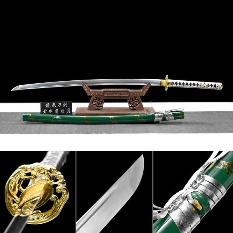 Handmade Green Parrot Katana,Japanese samurai sword,Real Katana,High-performance manganese steel