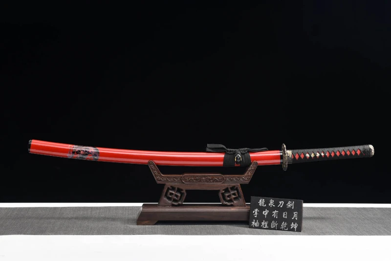 Handmade Dragon Blood Katana,Japanese samurai sword,Real Katana,High performance T10 steel,earth burning blade