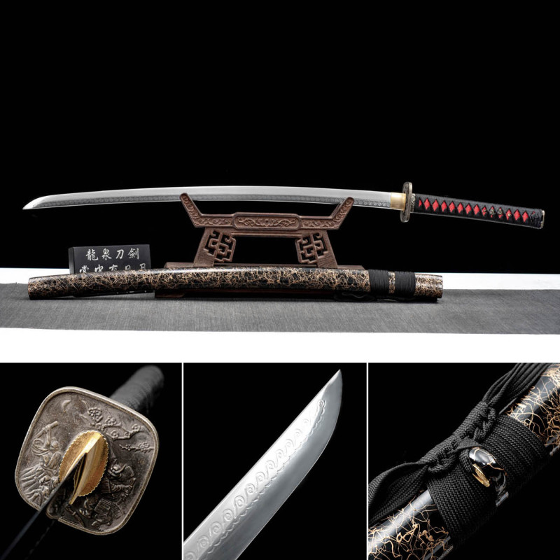 Handmade Black Dragon Knight Katana,Japanese samurai sword,Real Katana,High-performance manganese steel