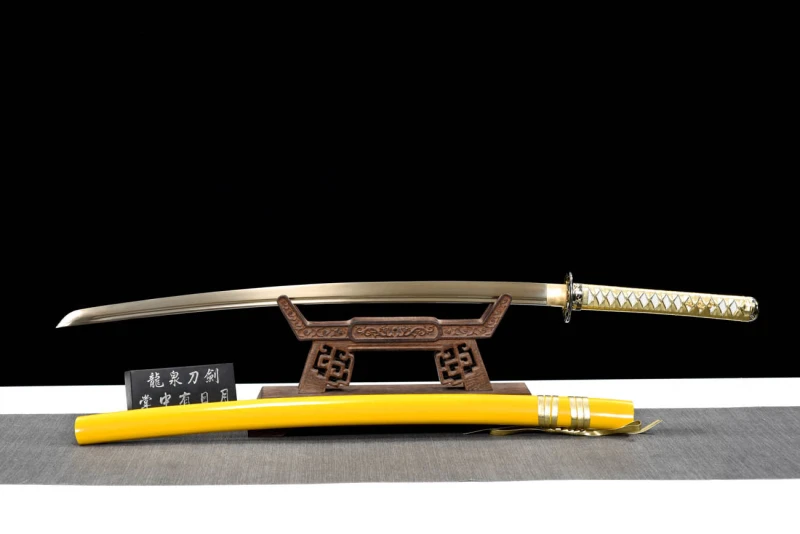 Handmade Golden Bamboo Leaf Katana,Japanese samurai sword,Real Katana,High-performance manganese steel