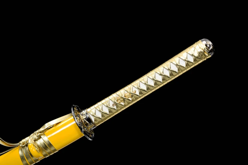 Handmade Golden Bamboo Leaf Katana,Japanese samurai sword,Real Katana,High-performance manganese steel