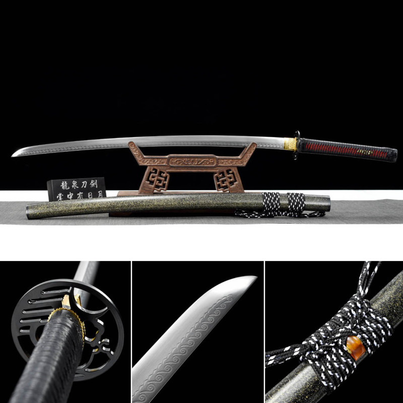 Handmade Canglang Katana,Japanese samurai sword,Real Katana,High performance T10 steel,earth burning blade