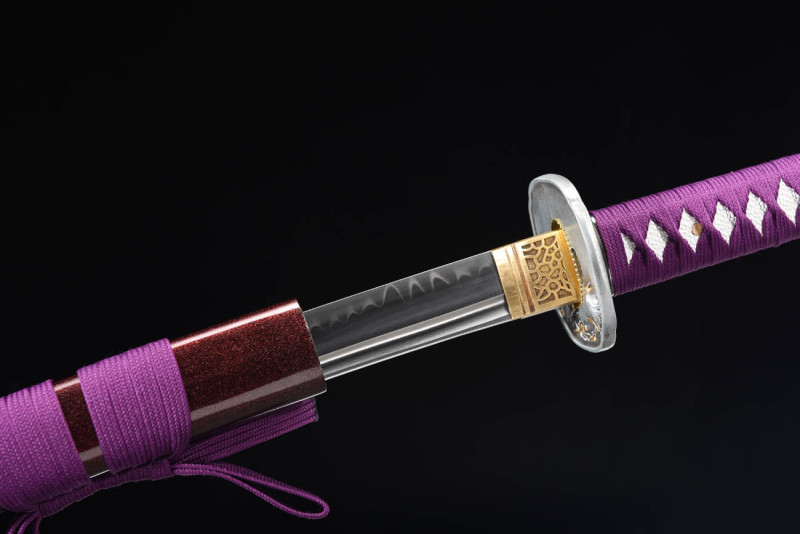 Handmade Purple Katana,Japanese samurai sword,Real Katana,High performance T10 steel,earth burning blade