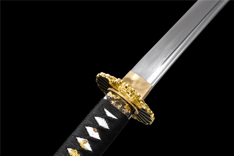 Handmade Rosewood Golden Katana,Japanese samurai sword,Real Katana,Hundred Steelmaking Pattern Steel