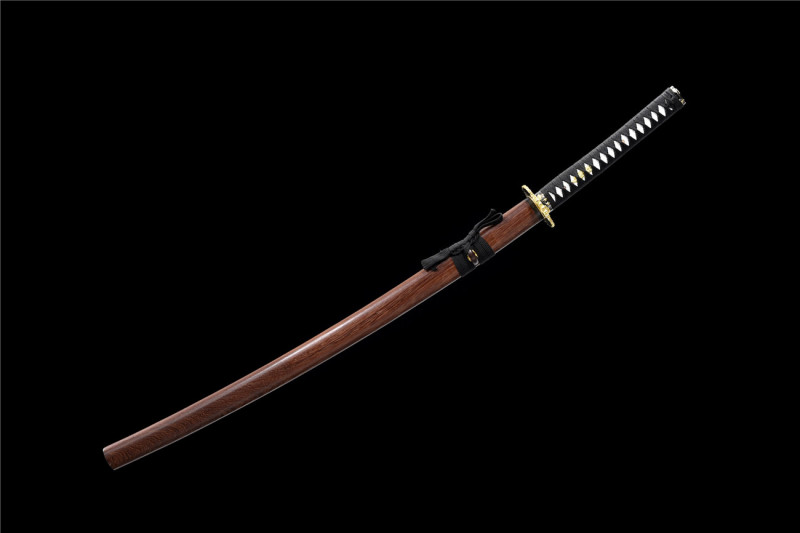 Handmade Rosewood Golden Katana,Japanese samurai sword,Real Katana,Hundred Steelmaking Pattern Steel