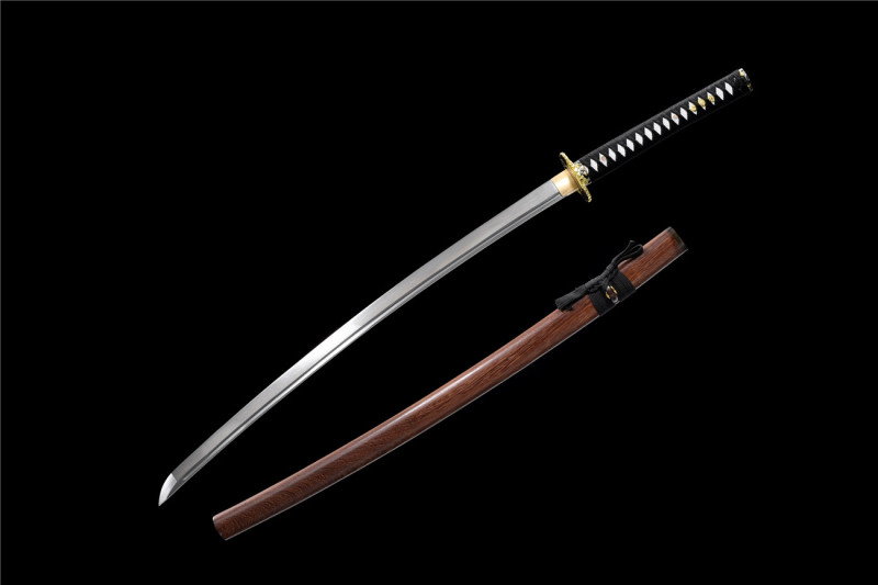 Handmade Rosewood Golden Katana,Japanese samurai sword,Real Katana,Hundred Steelmaking Pattern Steel