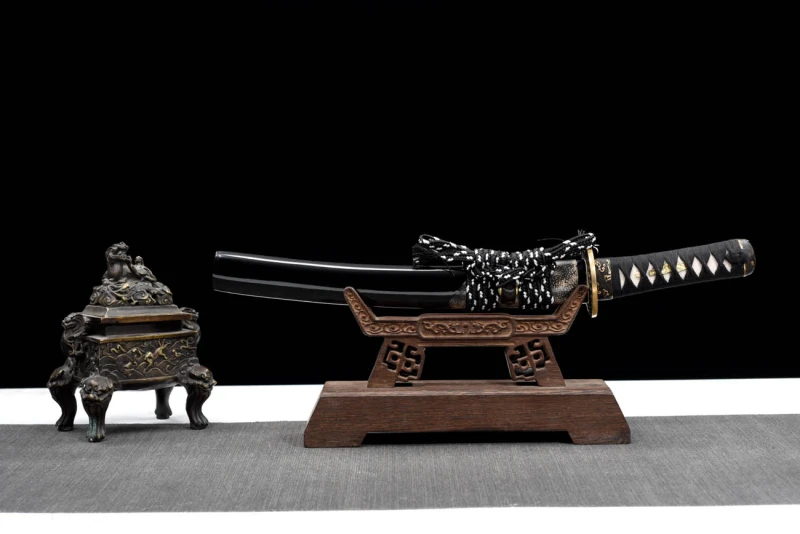 Handmade Karasuma Tanto,Japanese samurai sword,Real Tanto,Short samurai sword,Hundred Steelmaking Pattern Steel
