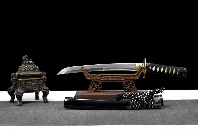 Handmade Karasuma Tanto,Japanese samurai sword,Real Tanto,Short samurai sword,Hundred Steelmaking Pattern Steel