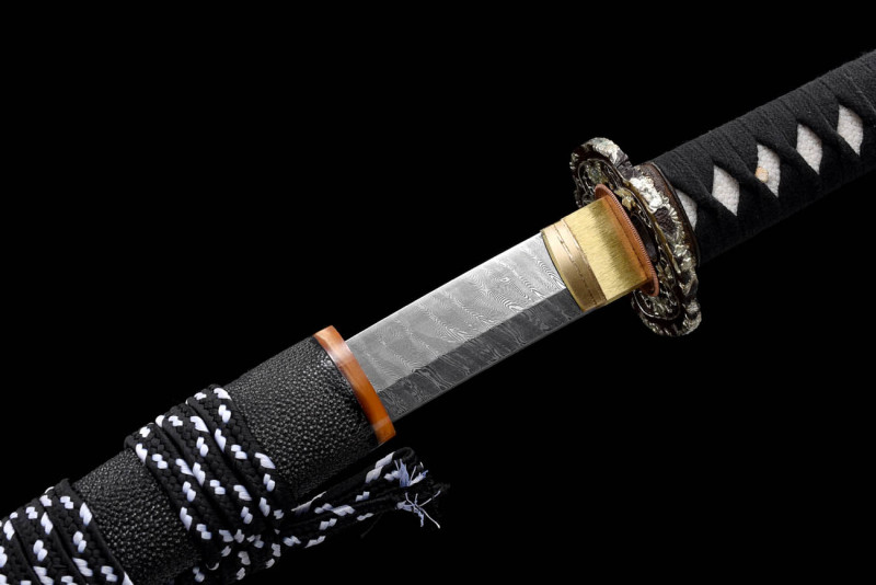 Handmade Silver Charm Wakizashi,Japanese samurai sword,Real Wakizashi,High-performance Hundred Steelmaking Pattern Steel