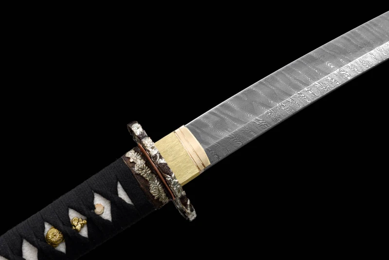 Handmade Silver Charm Wakizashi,Japanese samurai sword,Real Wakizashi,High-performance Hundred Steelmaking Pattern Steel